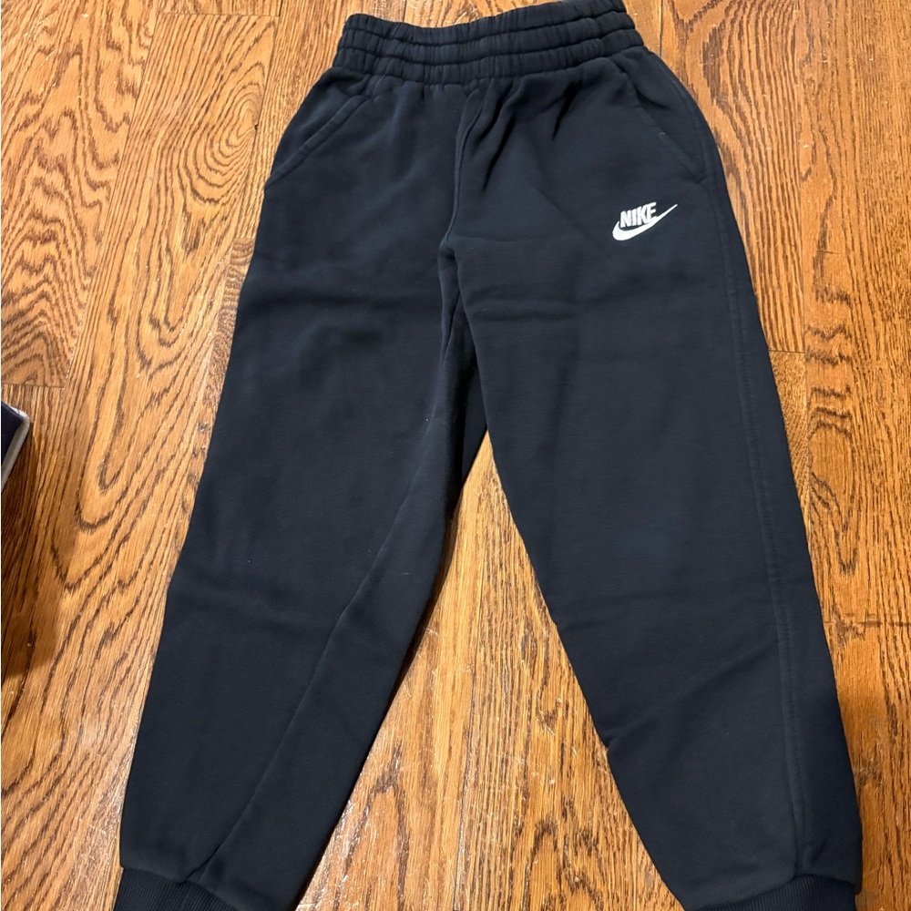 Nike Black Kids Jogger Sweatpants with White Swoosh